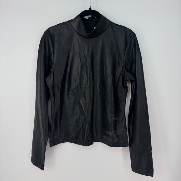 Babatón Minimalist Biker Edgy Pleather Long Sleeve Turtleneck - Picture 1 of 3